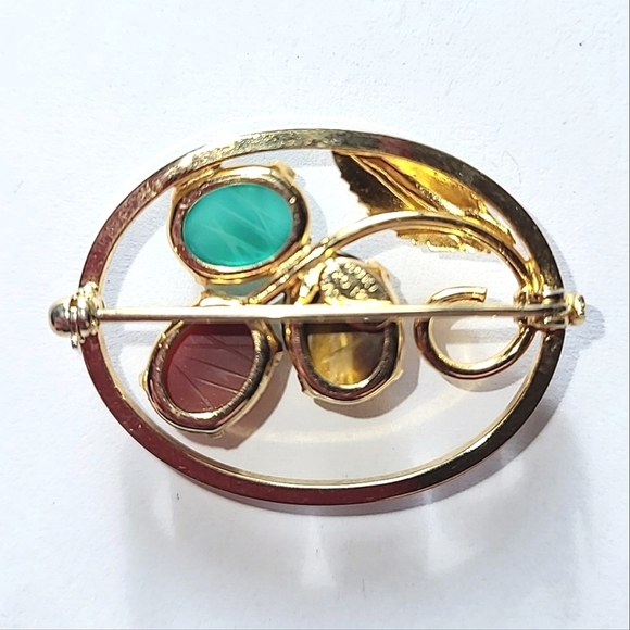 CASSELL GF SCARAB PIN BROOCH - GOLD-FILLED, GENUINE STONES - Picture 2 of 6